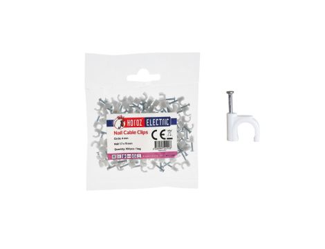 Uchwyt kablowy okrągły typu FLOP fi 4mm biały (opk. 100 szt.) HOROZ