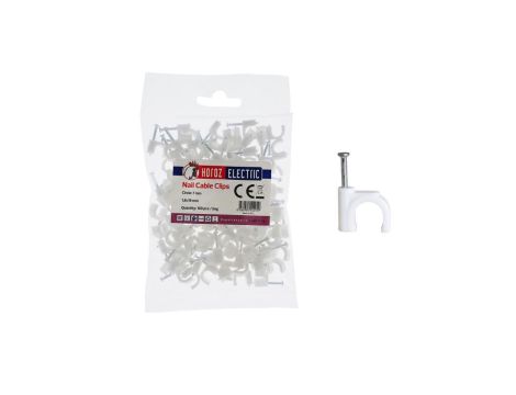 Uchwyt kablowy okrągły typu FLOP fi 7mm biały (opk. 100 szt.) HOROZ