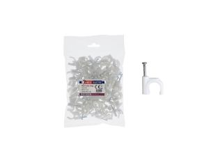 Uchwyt kablowy okrągły typu FLOP fi 14mm biały (opk. 100 szt.) HOROZ