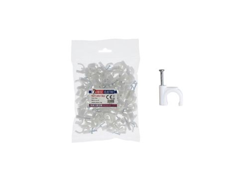 Uchwyt kablowy okrągły typu FLOP fi 14mm biały (opk. 100 szt.) HOROZ