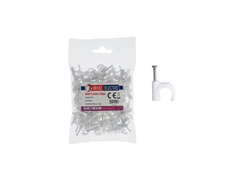 Uchwyt kablowy okrągły typu FLOP fi 8mm biały (opk. 100 szt.) HOROZ