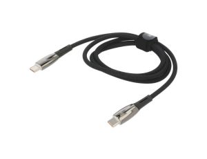 Kabel USB C wtyk z obu stron 1m czarny tekstylny 100W CADH000701