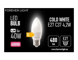 Żarówka LED E27 C37 4.2W 480lm 6000K klasa E Forever Light
