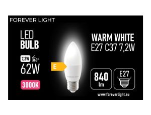Żarówka LED E27 C37 7.2W 840lm 3000K klasa E Forever Light