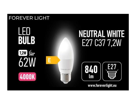 Żarówka LED E27 C37 7.2W 840lm 4000K klasa E Forever Light