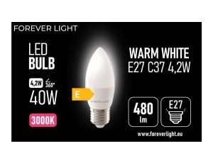 Żarówka LED E27 C37 4.2W 480lm 3000K klasa E Forever Light