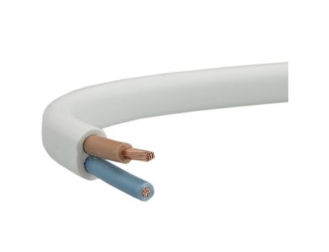 Przewód prądowy H03VVH2-F / OMYp 300V 2x0,5 płaski biały linka Mercor /100m/