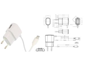 POS05100A-MU-WH Zasilacz adapter biały 5W 5V 1A wtyk microUSB