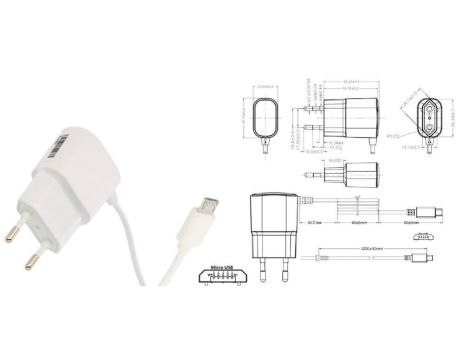 POS05100A-MU-WH Zasilacz adapter biały 5W 5V 1A wtyk microUSB