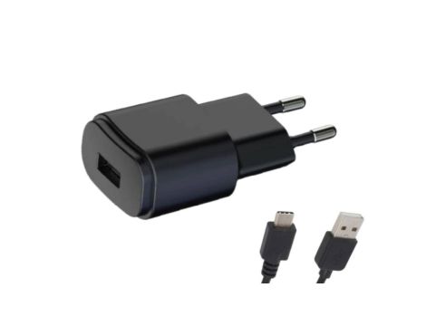 POS: zasilacz wtyczkowy 5V/2A, gniazdo USB-A, przewód z wtykiem USB-C (dł. = 1000mm) czarny