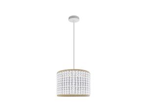 Lampa Wisząca Sufitowa RIBE 1x E27 Zwis Biała Drewno GOLDLUX (Polux)