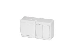 BETA Wyłącznik hermetyczny podwójny, jednobiegunowy i świecznikowy, biały, IP44 /D.3112WW2/