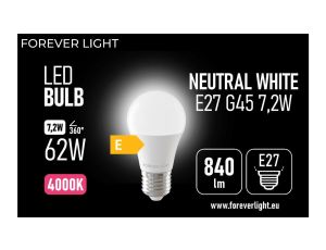 Żarówka LED E27 G45 7.2W 840lm 4000K klasa E Forever Light