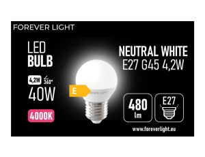 Żarówka LED E27 G45 4.2W 480lm 4000K klasa E Forever Light