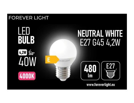 Żarówka LED E27 G45 4.2W 480lm 4000K klasa E Forever Light