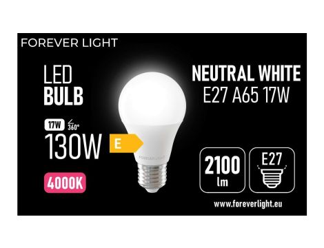 Żarówka LED E27 A65 17W 2100lm 4000K klasa E Forever Light