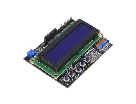 Wyświetlacz: LCD 16x2 niebieski LED Interfejs: GPIO DFR0009