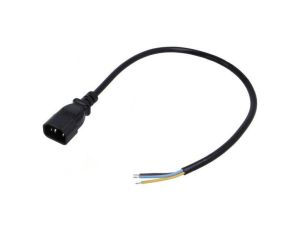 Kabel: 3x0,75mm2, IEC C14 męski, 0,5m, 10A LT-602 H05VV-F 3X0.75 BLK 0.5M END