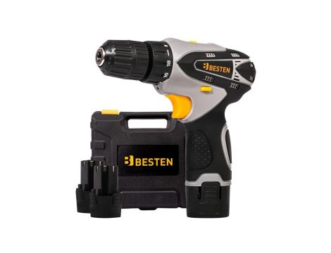 Wiertarko wkrętarka akumulatorowa 2xAku 1,5Ah 12V walizka akcesoria BESTEN BE0002852