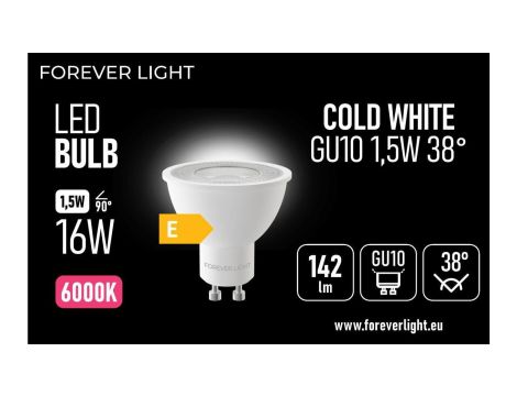 Żarówka LED GU10 38 1.5W 142lm 6000K klasa E Forever Light