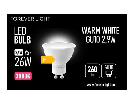 Żarówka LED GU10 2.9W 260lm 3000K klasa F Forever Light