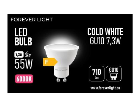 Żarówka LED GU10 7.3W 710lm 6000K klasa F Forever Light