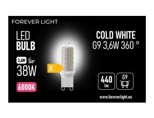 Żarówka LED G9 3.6W 440lm 6000K ceramiczna klasa E Forever Light