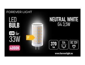 Żarówka LED G4 3.5W 370lm 4000K 12V klasa F Forever Light