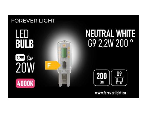 Żarówka LED G9 2.2W 200lm 4000K klasa F Forever Light