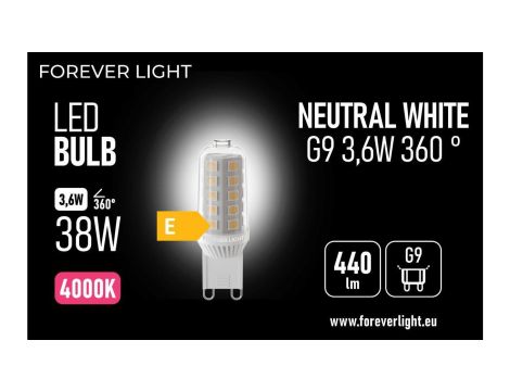 Żarówka LED G9 3.6W 440lm 4000K ceramiczna klasa E Forever Light