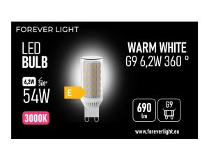 Żarówka LED G9 6.2W 690lm 3000K ceramiczna klasa E Forever Light