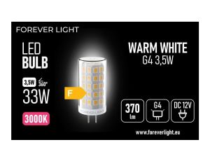 Żarówka LED G4 3.5W 370lm 3000K 12V klasa F Forever Light