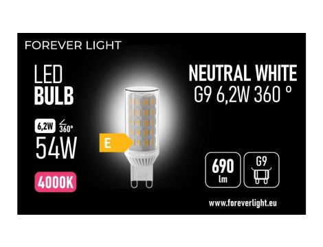 Żarówka LED G9 6.2W 690lm 4000K ceramiczna klasa E Forever Light