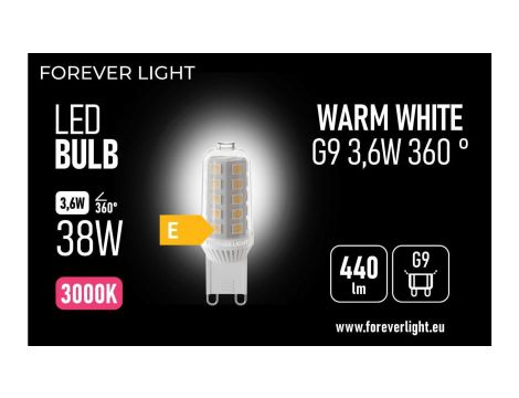 Żarówka LED G9 3.6W 440lm 3000K ceramiczna klasa E Forever Light
