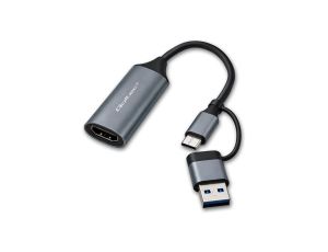 Qoltec Karta przechwytywania obrazu Adapter USB-C USB-A HDMI 4K 30Hz Aluminium