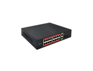 Qoltec Przełącznik sieciowy SWITCH Gigabit Ethernet PoE 16x RJ45 2x RJ45 Uplink 2x SFP 1000Mb/s