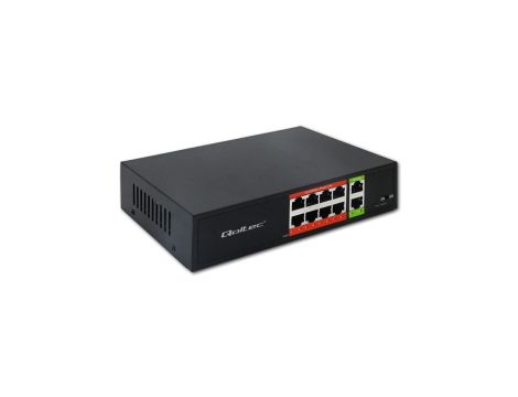 Qoltec Przełącznik sieciowy SWITCH Fast Ethernet PoE 8x RJ45 2x RJ45 Uplink 120W 10/100 Mb/s