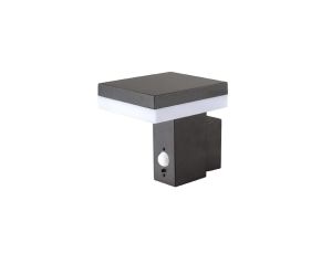 Kinkiet LED solarny kwadratowy z czyjnikiem ruchu czarny Kobi