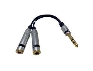 VITALCO JR362 Przejście Adapter AUX Jack 6,3mm Stereo (wtyk) / 2x Jack 6,3mm Stereo (gniazdo) na kablu