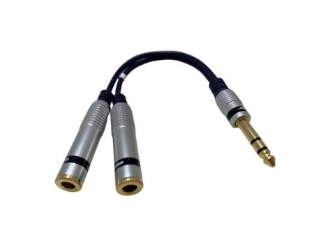 VITALCO JR362 Przejście Adapter AUX Jack 6,3mm Stereo (wtyk) / 2x Jack 6,3mm Stereo (gniazdo) na kablu