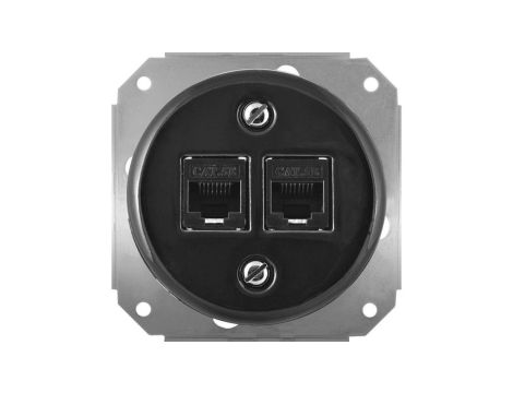 Gniazdo LAN 2xRJ45 kat.5e Retro ceramic bez ramki, czarne