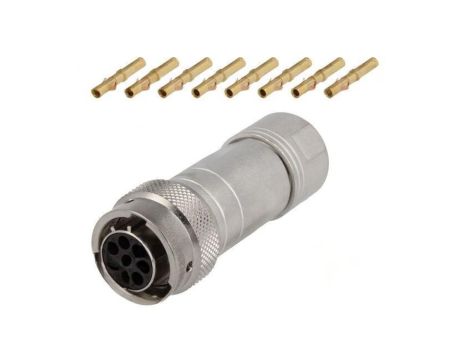 Złącze okrągłe wtyk na przewód -PIN 8 żeńskie zaciskanie IP67 RT06128SNH-K