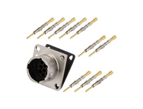 Złącze okrągłe gniazdo kołnierz (4 otwory) na panel -PIN 10 RT0W01210PNH-K