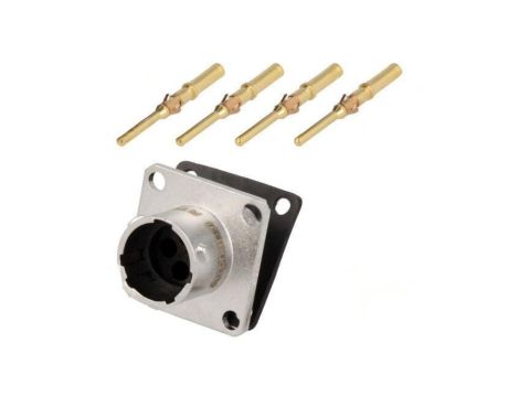 Złącze okrągłe gniazdo kołnierz (4 otwory) na panel -PIN 4 RT00104PNH-K