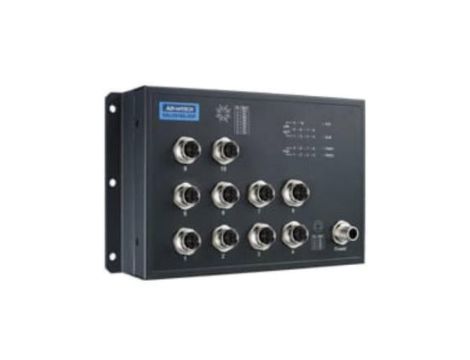 EN50155, M12 8-port GigabitEthernet X-coded PoE + 2-port GigabitEthernet X-coded Bypass, Niezarządzalny Ethernet Switch, HV EKI-
