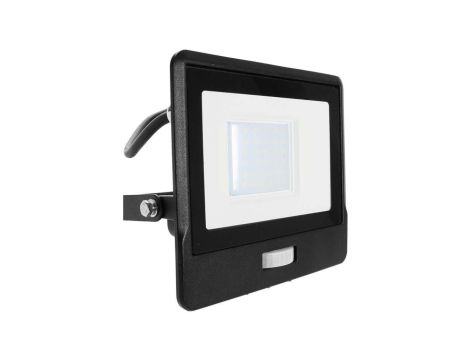 Naświetlacz, projektor LED SMD 30W 2340lm 6500K IP65 czarny z czujnikiem ruchu, przewód 1m barwa CW biała zimna V-TAC SAMSUNG