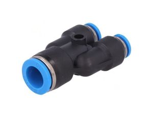 Trójnik redukcyjna,wtykowa -0,95-6bar polimer Øwyj 6mm 130611