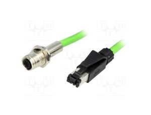Adapter M12 gniazdo żeńskie RJ45 wtyk kod D-Ethernet PIN 4 1201080252