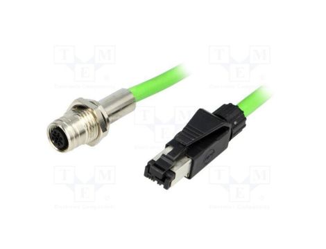 Adapter M12 gniazdo żeńskie RJ45 wtyk kod D-Ethernet PIN 4 1201080252
