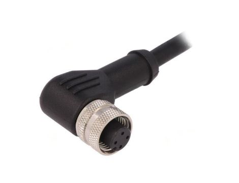 Złącze M12 wtyk żeńskie PIN: 4 kątowe 4A 250V IP67 przewody PXPPVC12RAF04ACL010PVC